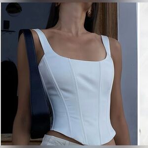 Commence White satin maxi skirt and corset set